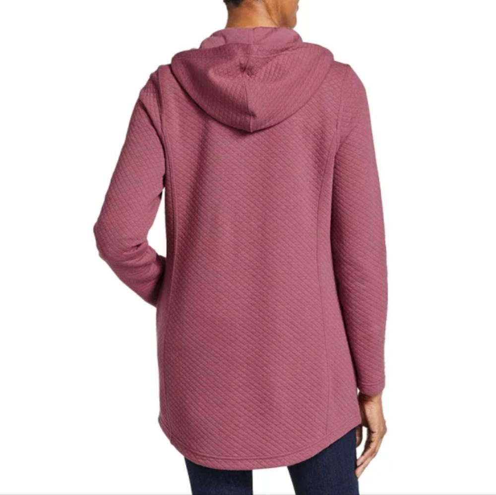 L.L. BEAN Women's Soft Cozy Light‎ Quilted Hooded Tunic Jacket Mauve Medium - Picture 15 of 16